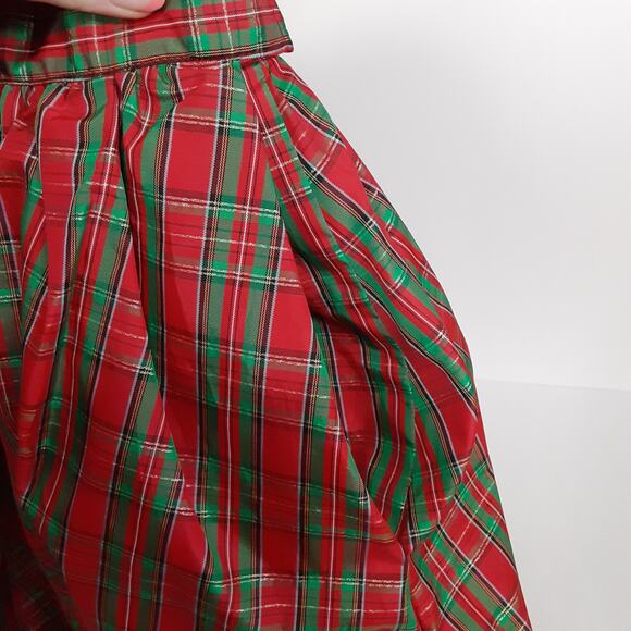 Vintage Handmade Bubble Hem Midi Skirt Holiday Plaid Twirl Skirt Christmas Retro - Picture 6 of 11